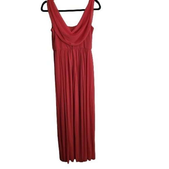 David's Bridal NWT  Style F15933 Guava Long Mesh Dress Cowl Back Detail Size 4 - Picture 2 of 11